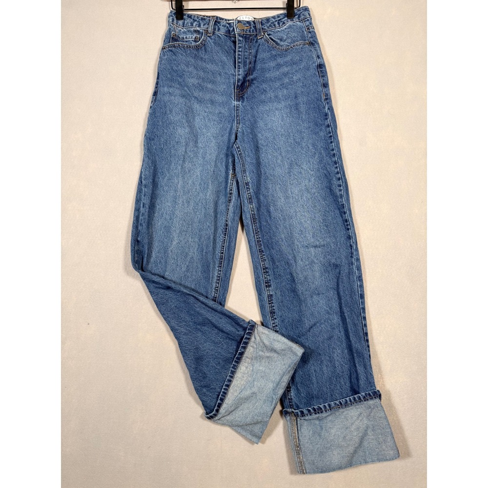 Tinseltown Womens High Rise Wide Leg Jeans Medium Wash Cotton Size 5 KHB031595